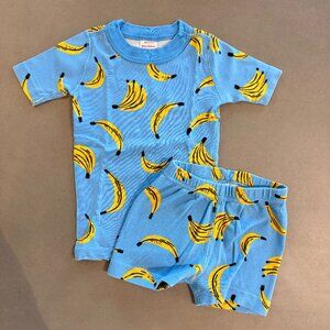 Hanna Andersson Organic Cotton Short John Pajamas – Blue Banana Print (Size 4)